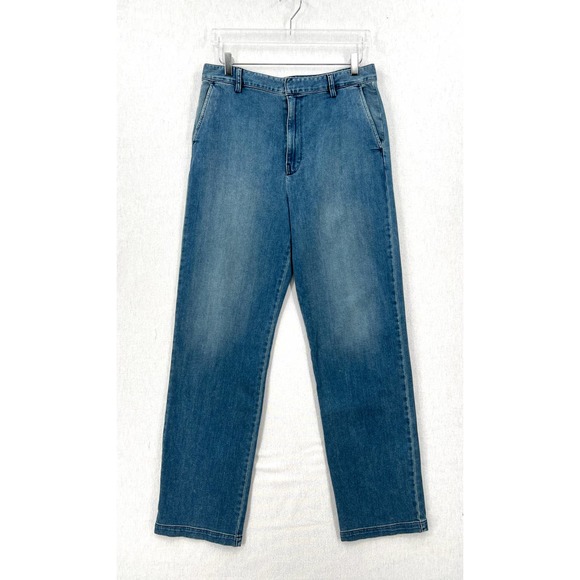 ENZA COSTA Pants Womens 29 Blue Straight Leg Denim Trouser Pant High Rise NEW - Picture 2 of 16